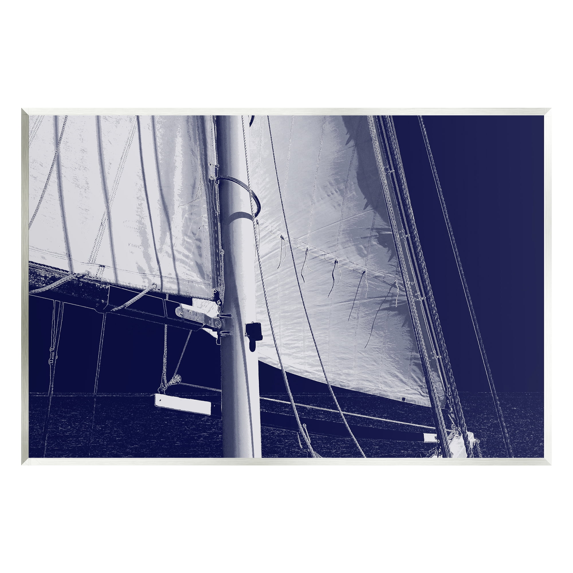 Stupell Navy Blue Nautical Boat Mast Landscape Photography Wall Plaque Unframed Art Print Wall Art