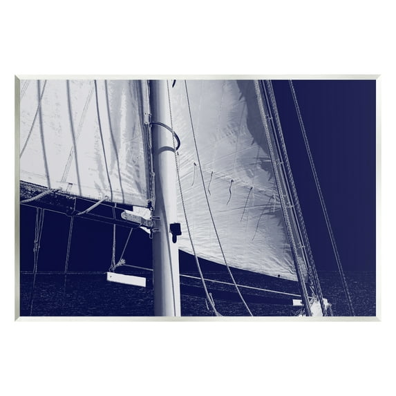 Stupell Navy Blue Nautical Boat Mast Landscape Photography Wall Plaque Unframed Art Print Wall Art