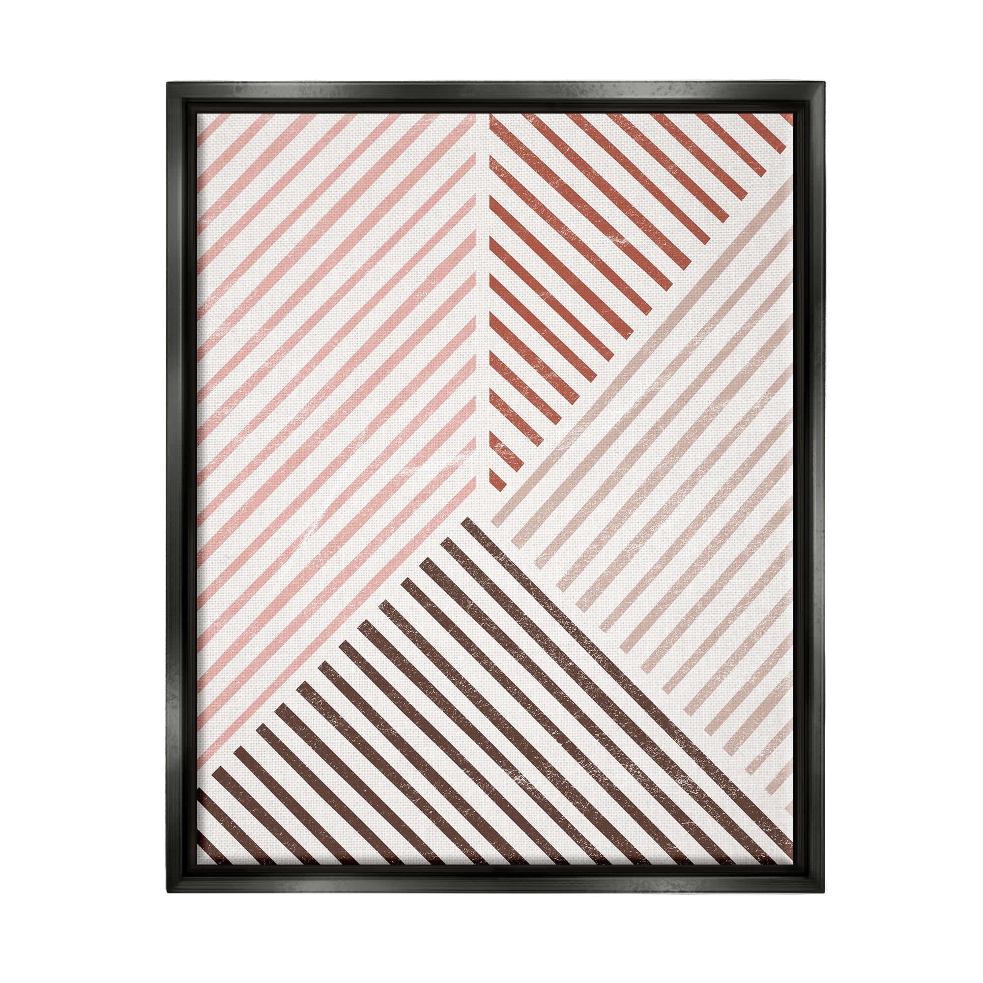 Stupell Neutral Tones Asymmetrical Stripes Abstract Painting Black Floater Framed Art Print Wall Art