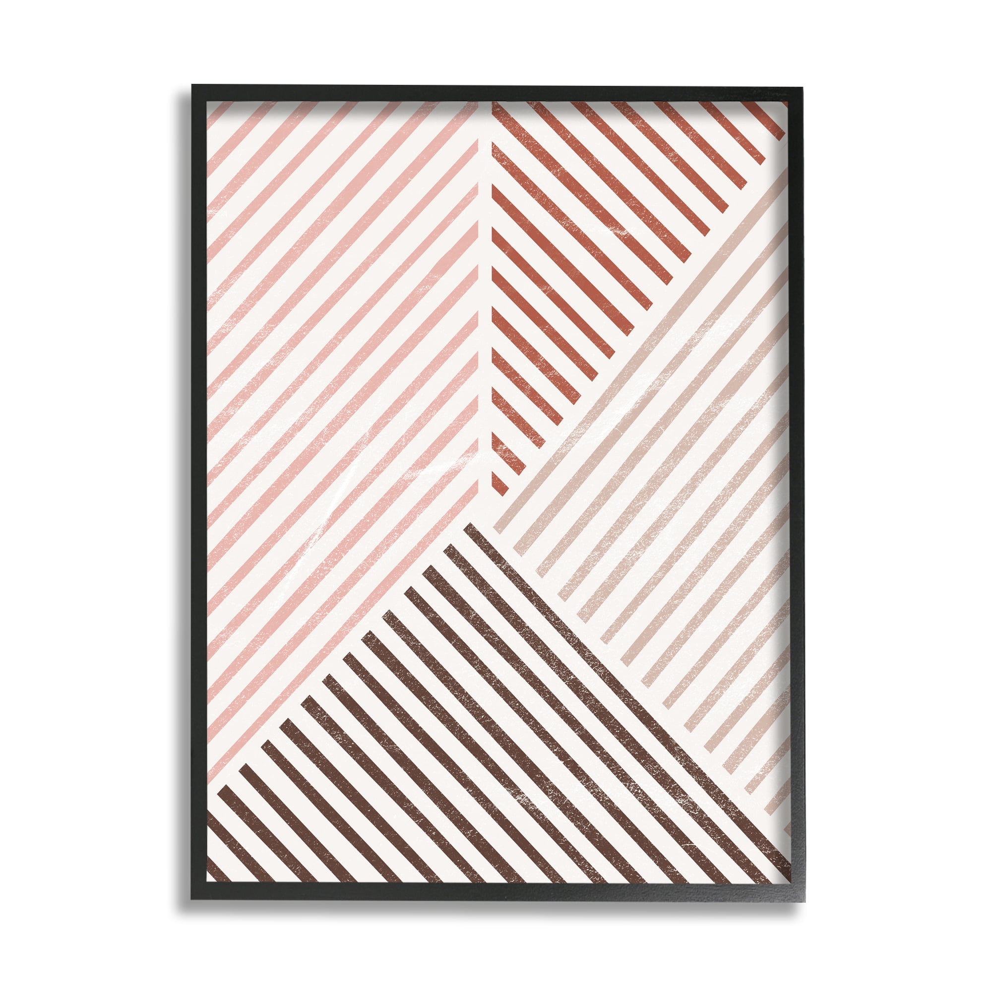 Stupell Neutral Tones Asymmetrical Stripes Abstract Painting Black Framed Art Print Wall Art