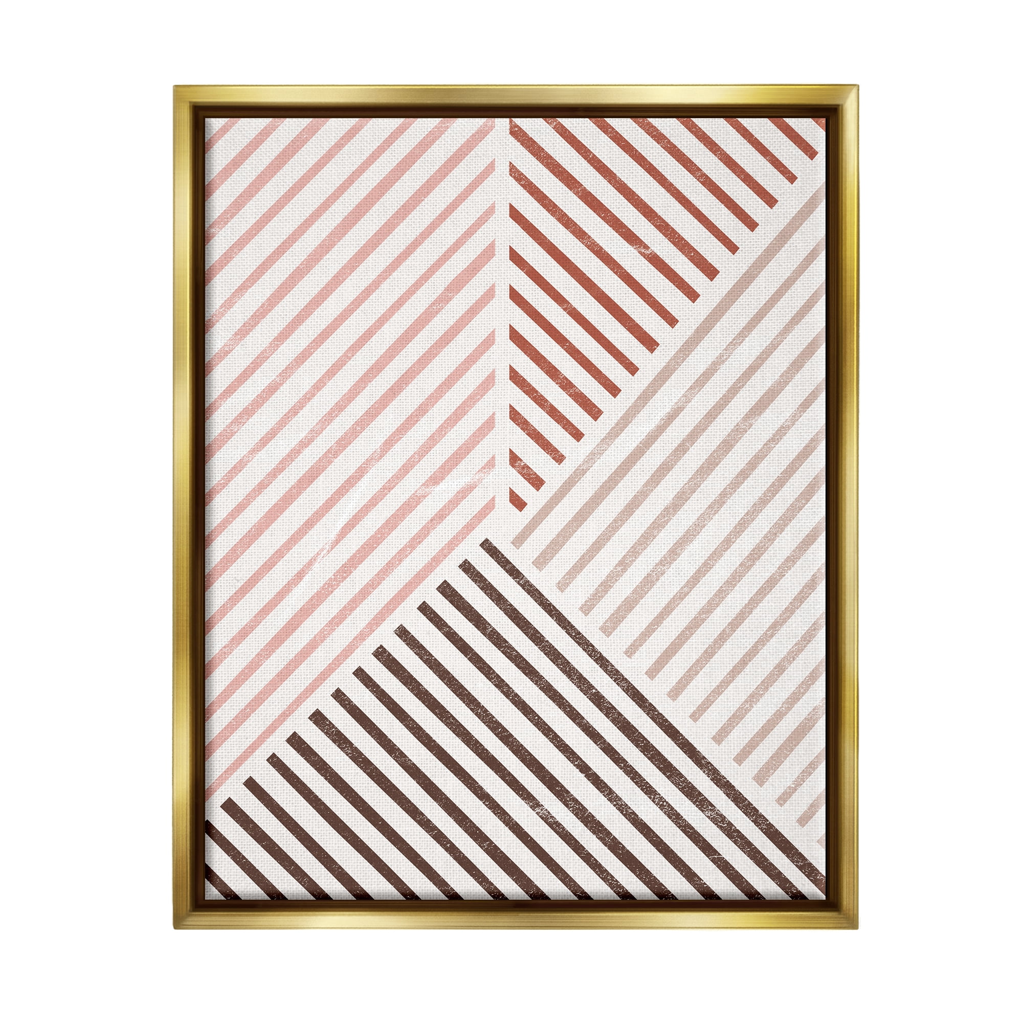 Stupell Neutral Tones Asymmetrical Stripes Abstract Painting Gold Floater Framed Art Print Wall Art