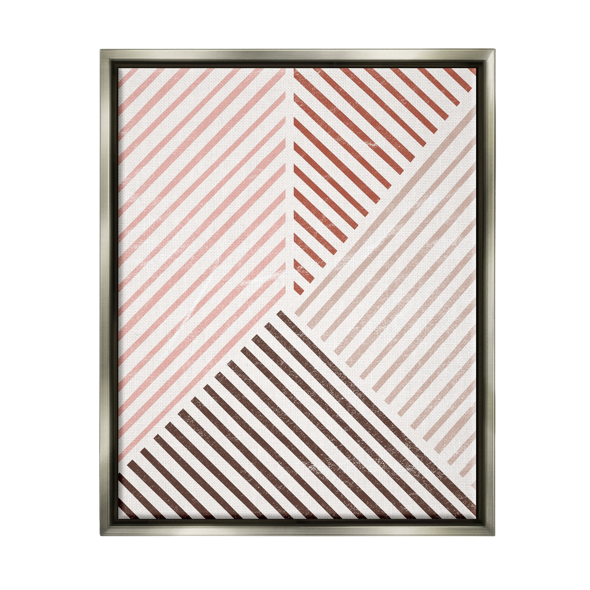 Stupell Neutral Tones Asymmetrical Stripes Abstract Painting Gray Floater Framed Art Print Wall Art