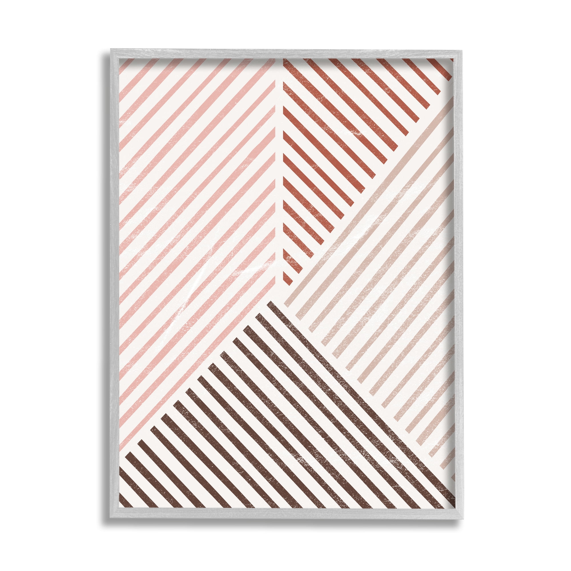 Stupell Neutral Tones Asymmetrical Stripes Abstract Painting Gray Framed Art Print Wall Art