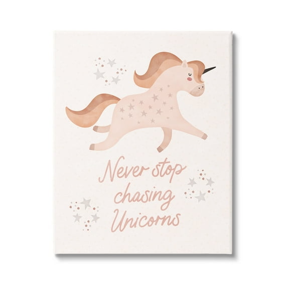 Stupell Never Stop Chasing Unicorns Phrase Fairy Tales & Fantasy Painting Gallery Wrapped Canvas Print Wall Art