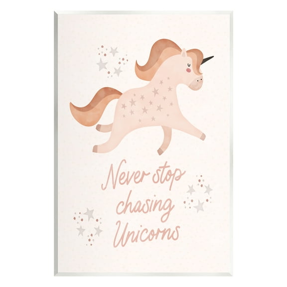 Stupell Never Stop Chasing Unicorns Phrase Fairy Tales & Fantasy Painting Wall Plaque Unframed Art Print Wall Art