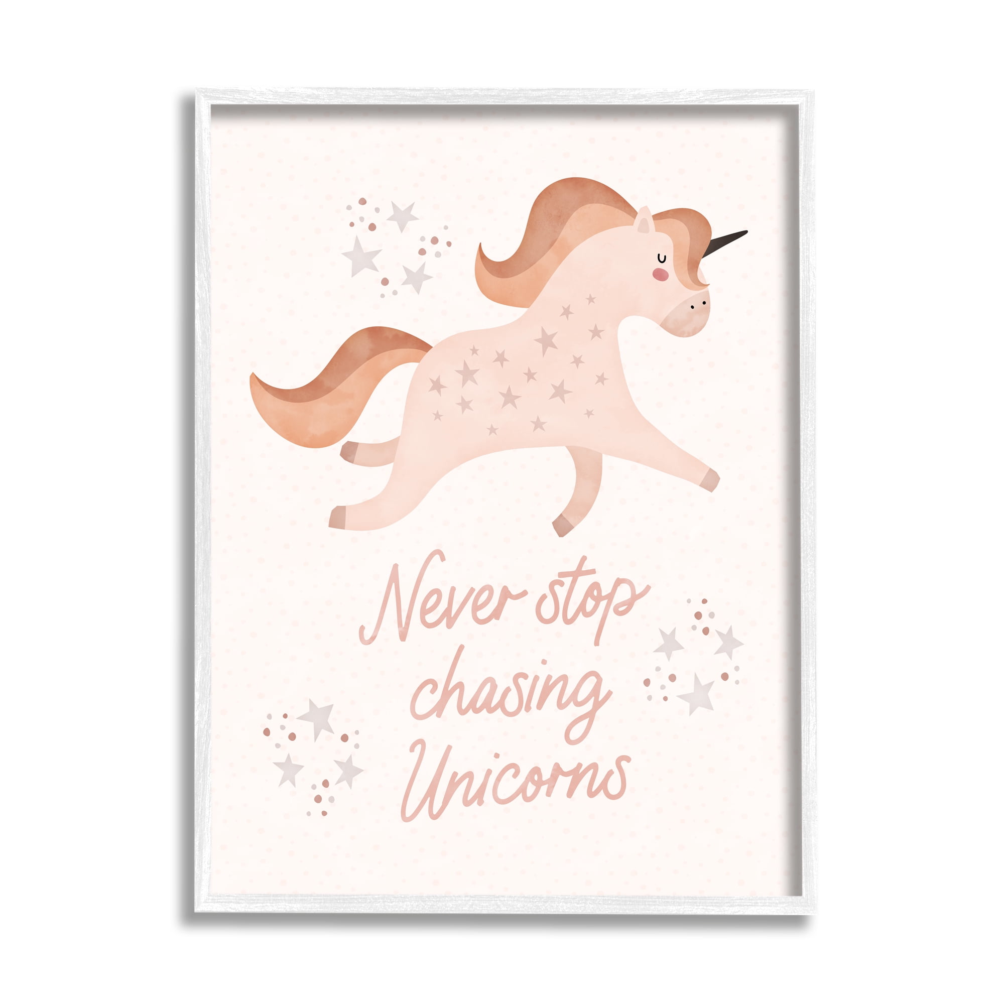 Stupell Never Stop Chasing Unicorns Phrase Fairy Tales & Fantasy Painting White Framed Art Print Wall Art