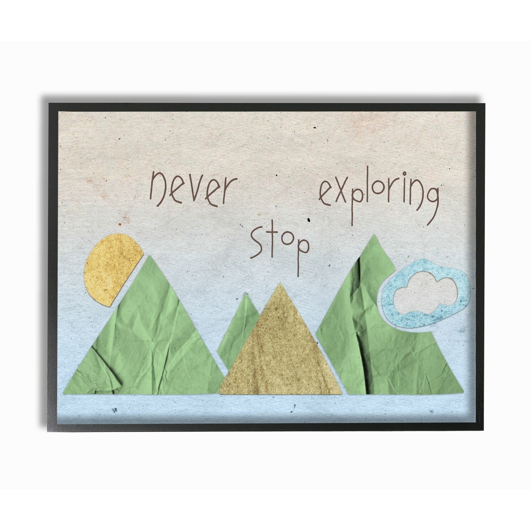 The Kids Room by Stupell Never Stop Exploring Mountain Collage Blue Framed Giclee Texturized Art, 11 x 1.5 x 14