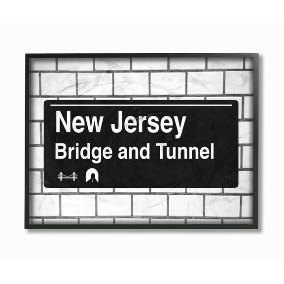 Stupell New Jersey Bridge and Tunnel Sign Framed Giclee Texture Art 16 x 20