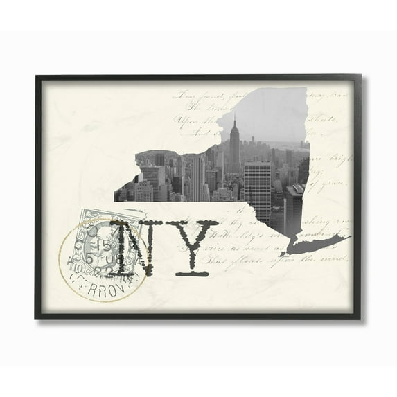 Stupell  New York Black and White Photograph Framed Art, 11 x 14, Design By Artist Daphne Polselli - Multi-Color 11 x 14