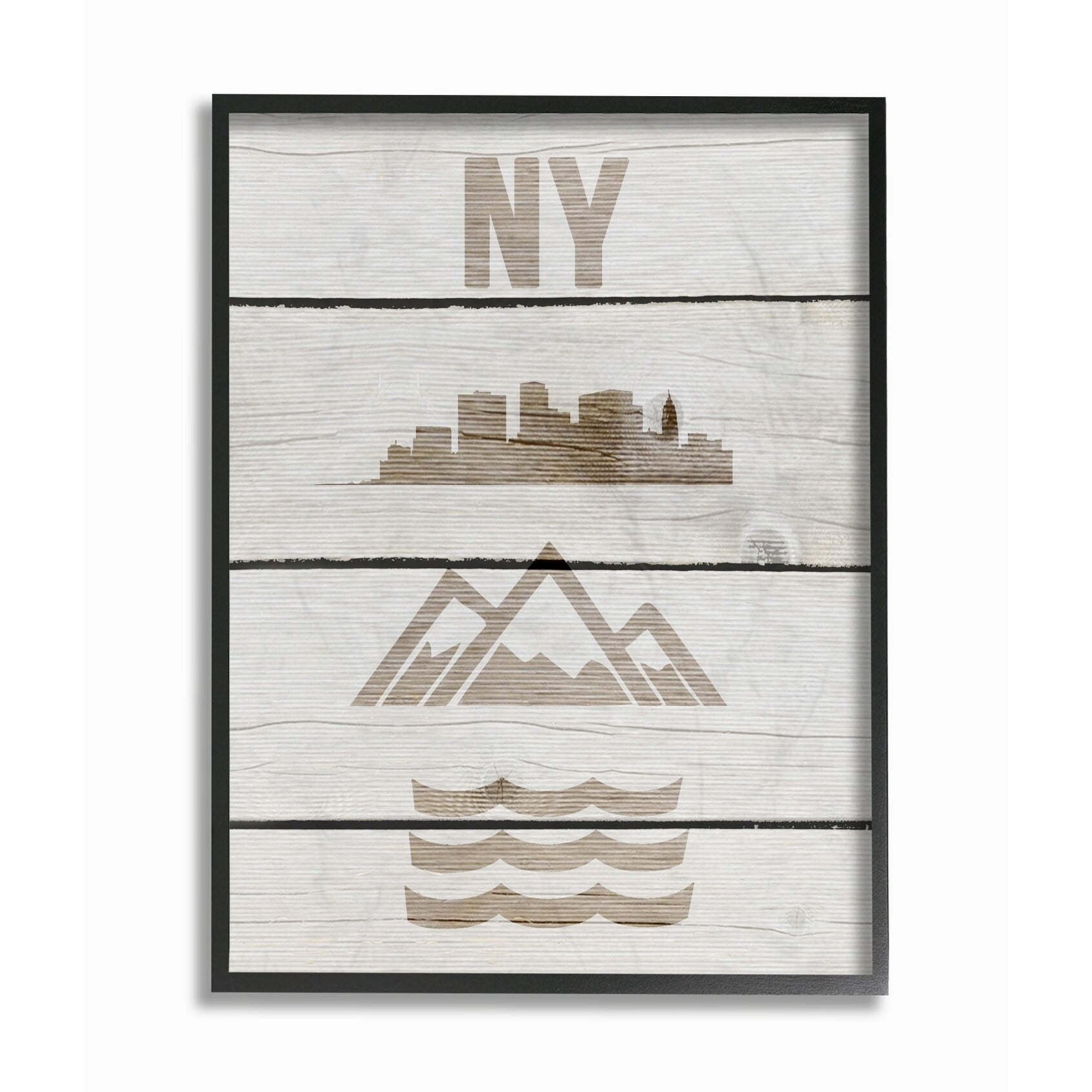 Stupell New York City Symbols Distressed Wood Framed Giclee Texturized Art 16 x 20