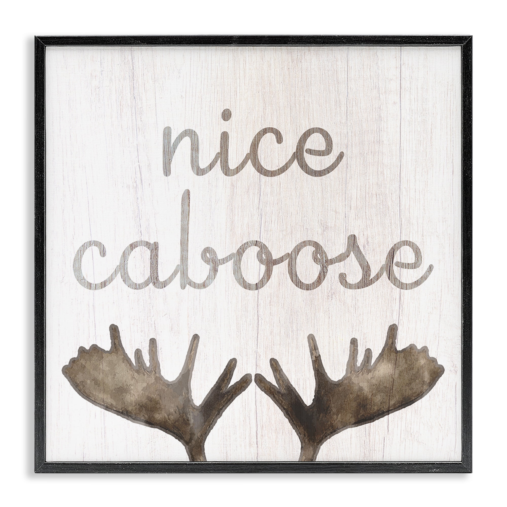 Nice Caboose Bathroom Moose Antlers Black Framed Giclee Art, 24 x 24