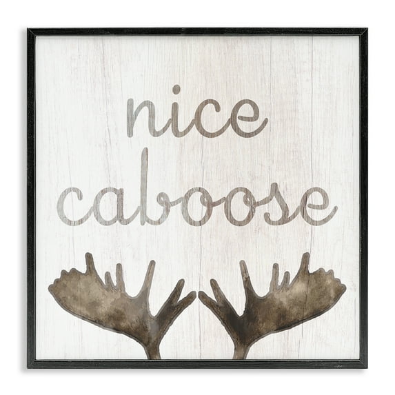 Nice Caboose Bathroom Moose Antlers Black Framed Giclee Art, 17 x 17, Made In USA