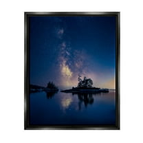 Stupell Night Stars Coastal Island Trees Landscape Photography Black Floater Framed Art Print Wall Art