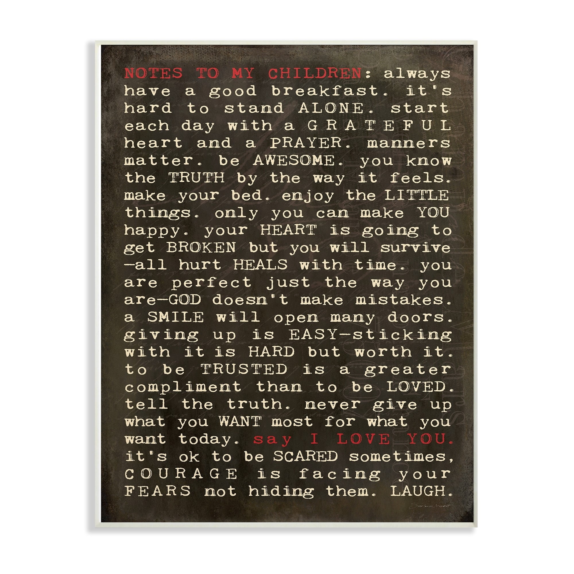 Stupell Notes To My Children Wall Art wood plaque - 13 x 19