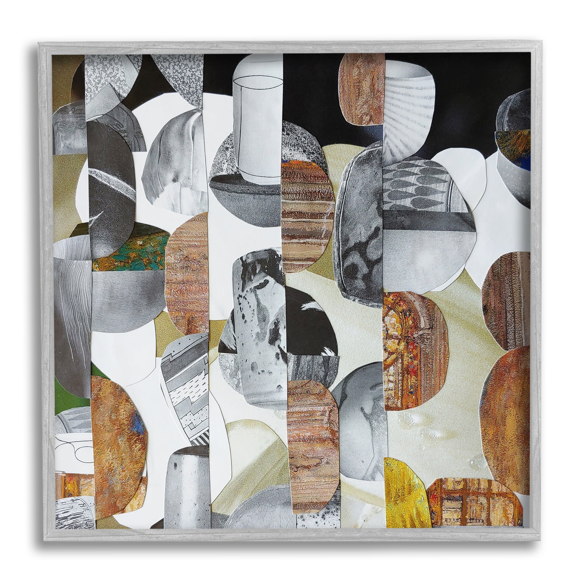 Stupell Nubian Sundance Abstract Shapes Collage Abstract Painting Gray Framed Art Print Wall Art