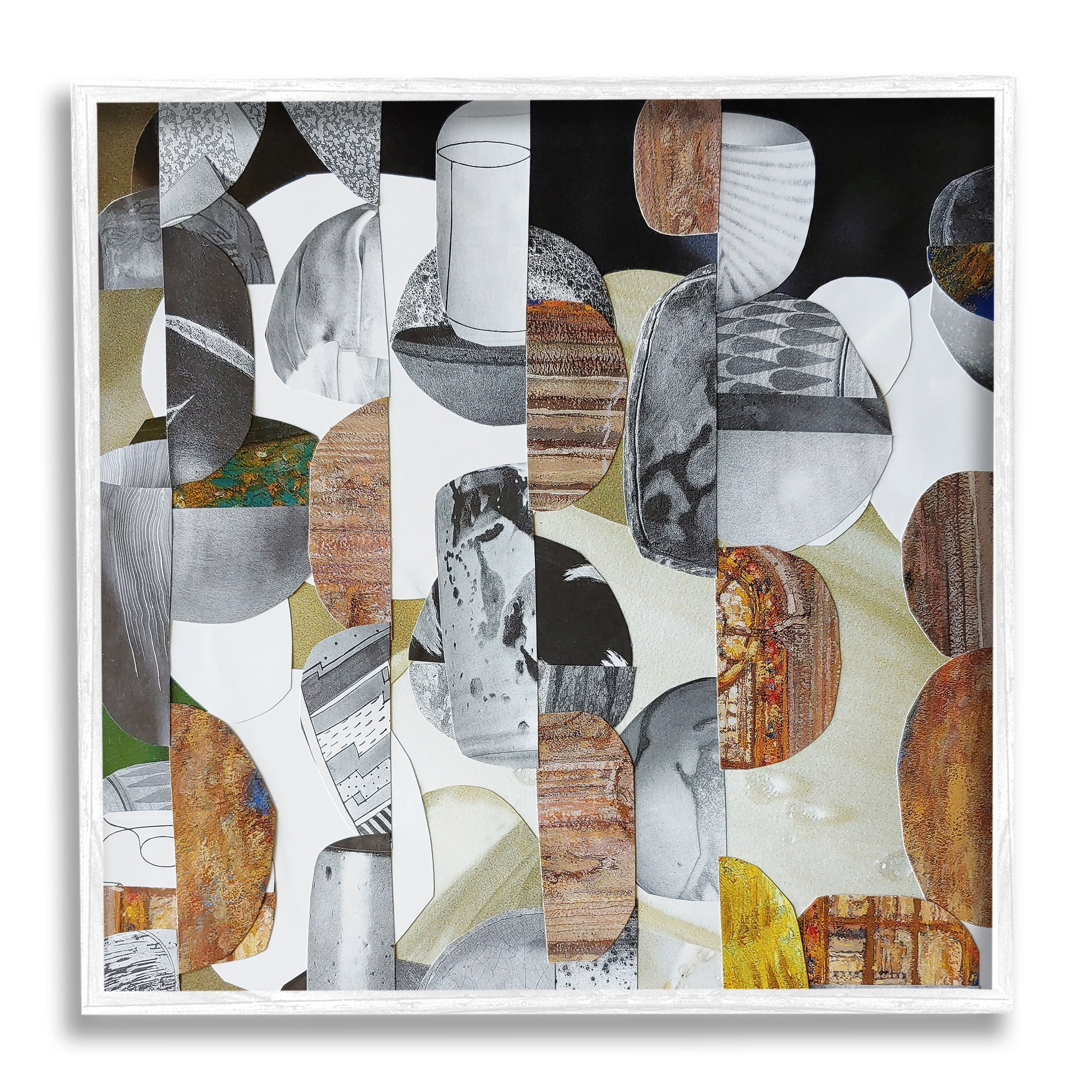 Stupell Nubian Sundance Abstract Shapes Collage Abstract Painting White Framed Art Print Wall Art