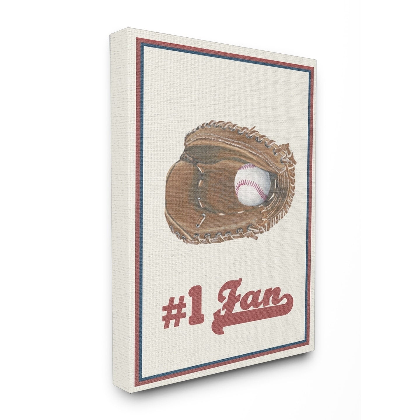 Stupell  Number 1 Baseball Fan Stretched Canvas Wall Art 24 x 30