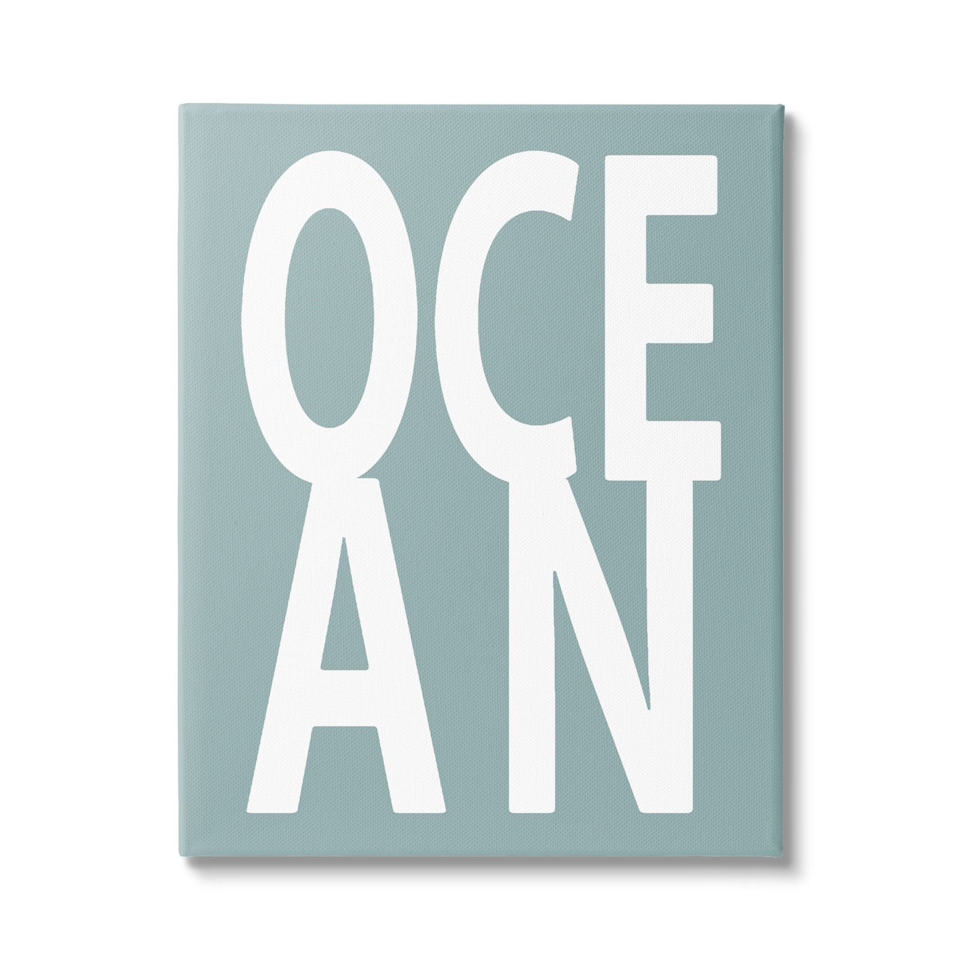 Stupell Ocean Beach Text Letters Phrase Landscape Painting Gallery Wrapped Canvas Print Wall Art