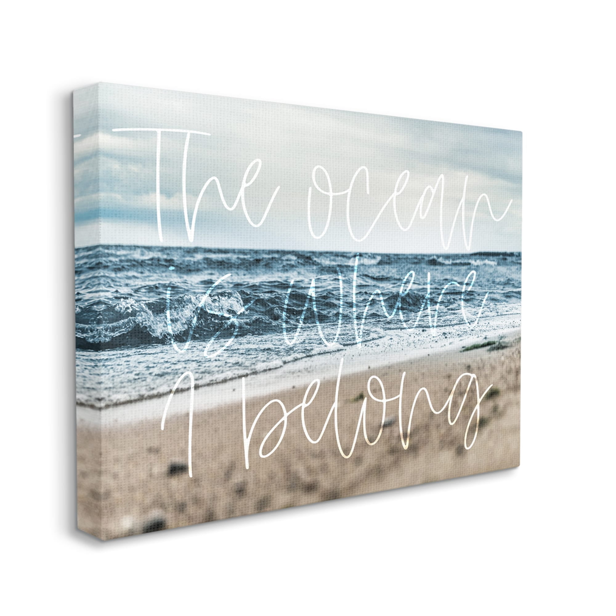Stupell Ocean Is Where I Belong Beach Waves Landscape Painting Gallery Wrapped Canvas Print Wall Art