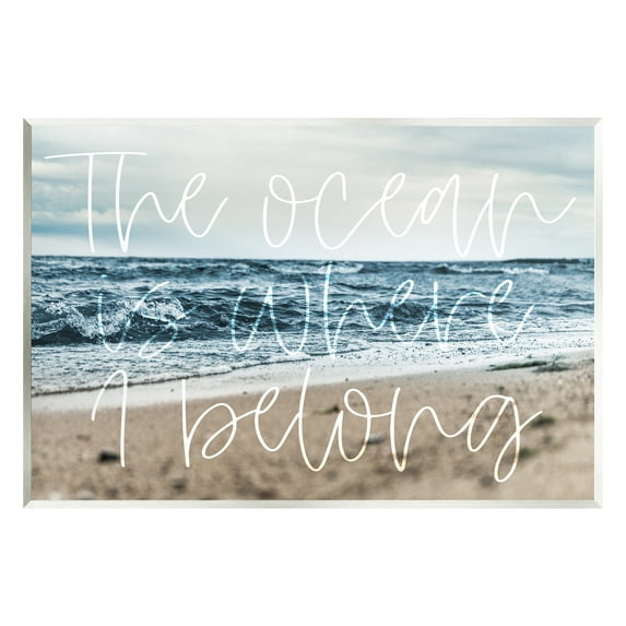 Stupell Ocean Is Where I Belong Beach Waves Landscape Painting Wall Plaque Unframed Art Print Wall Art