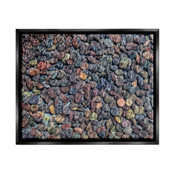 Stupell Ocean Ripples Underwater Pebbles Landscape Photography Black Floater Framed Art Print Wall Art