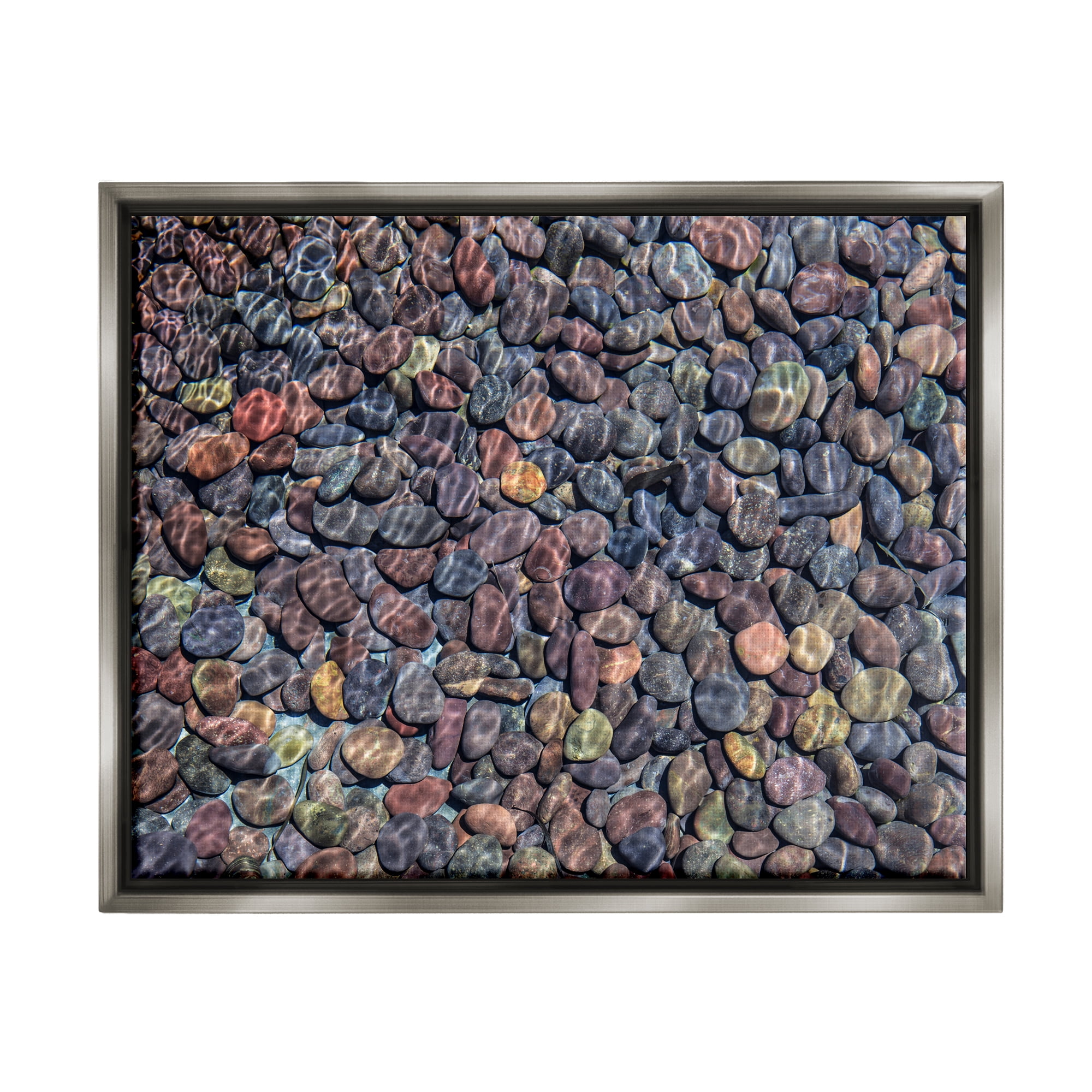 Stupell Ocean Ripples Underwater Pebbles Landscape Photography Gray Floater Framed Art Print Wall Art