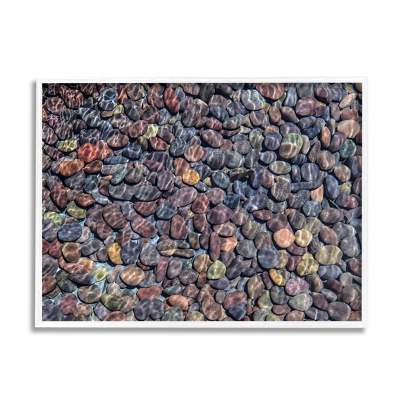 Stupell Ocean Ripples Underwater Pebbles Landscape Photography White Framed Art Print Wall Art