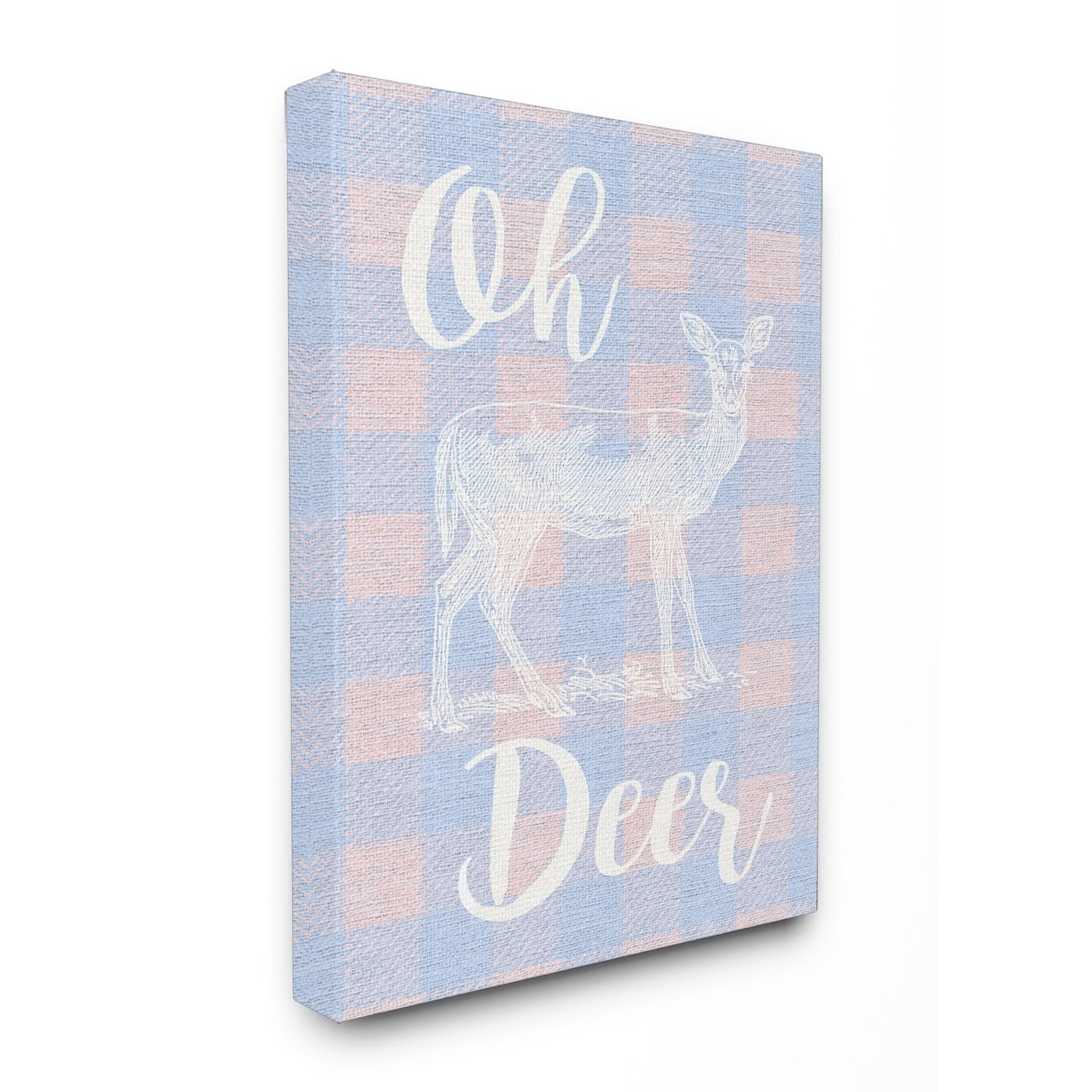 Stupell Oh Deer Pink Plaid Canvas Wall Art 30 x 40