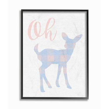 Stupell Oh Deer Plaid Cutout Framed Giclee Art 11 x 14