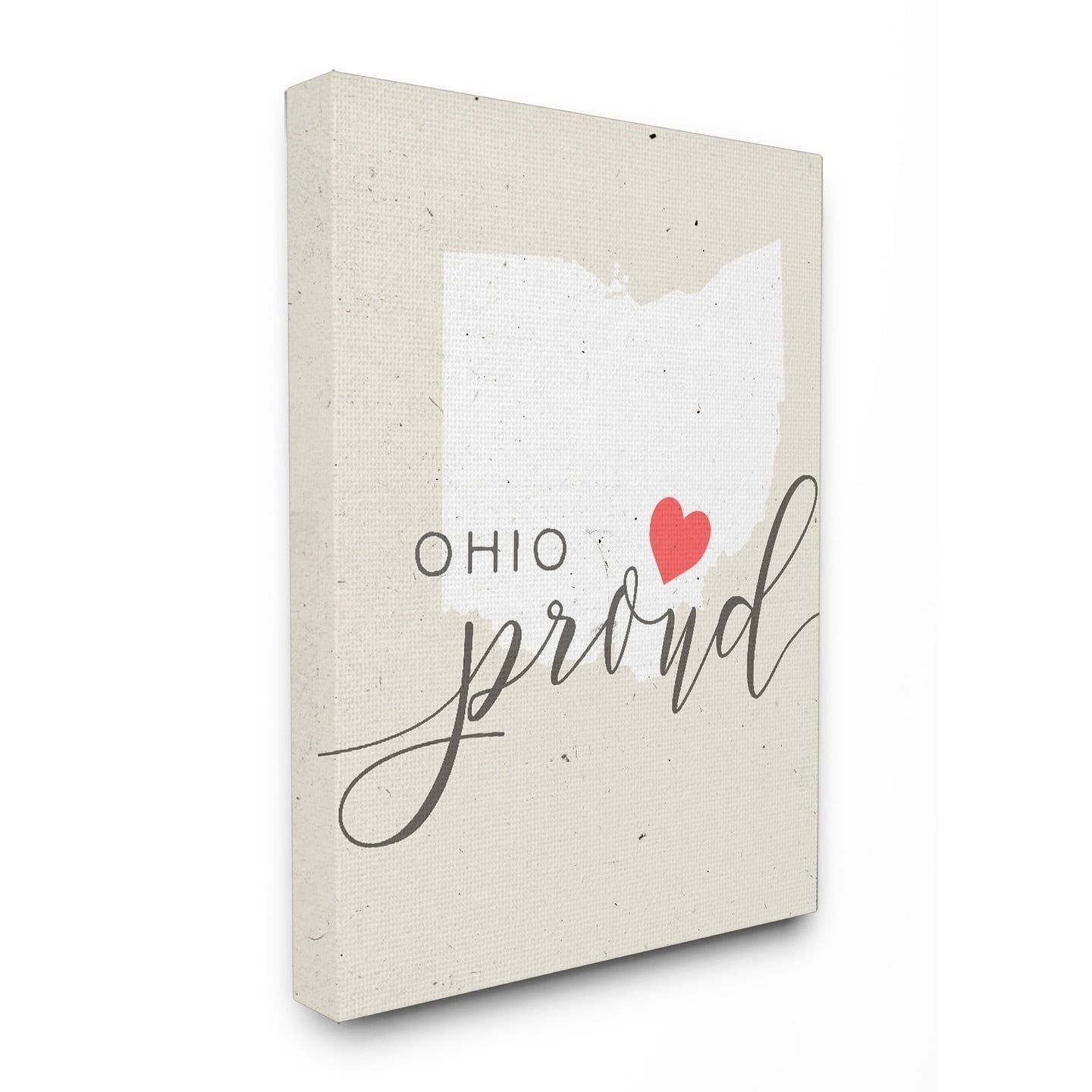 Stupell Ohio Proud with Heart Stretched Canvas Wall Art 16 x 20