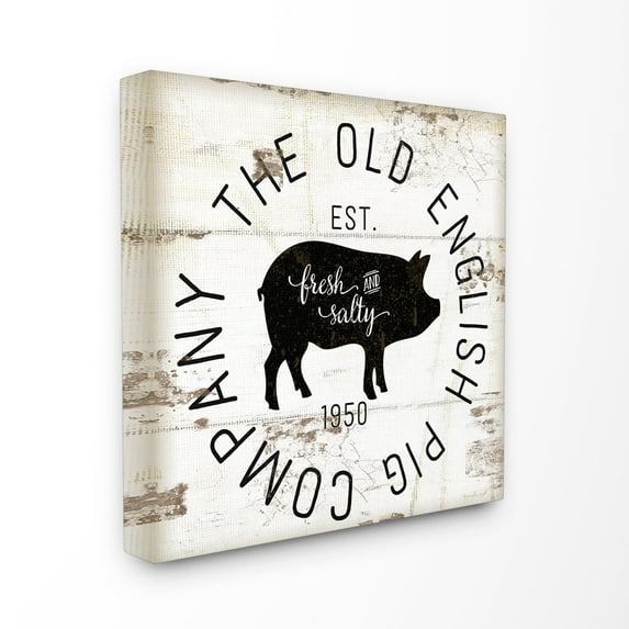 Stupell Old English Pig Co Vintage Sign Canvas Wall Art 17 x 17