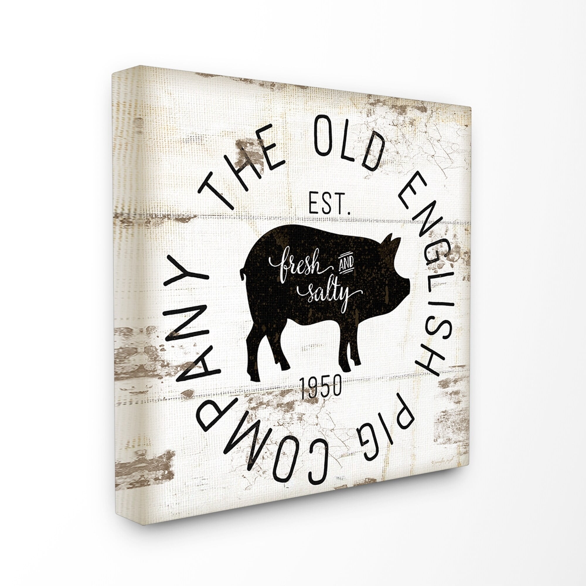 Stupell Old English Pig Co Vintage Sign Canvas Wall Art 17 x 17