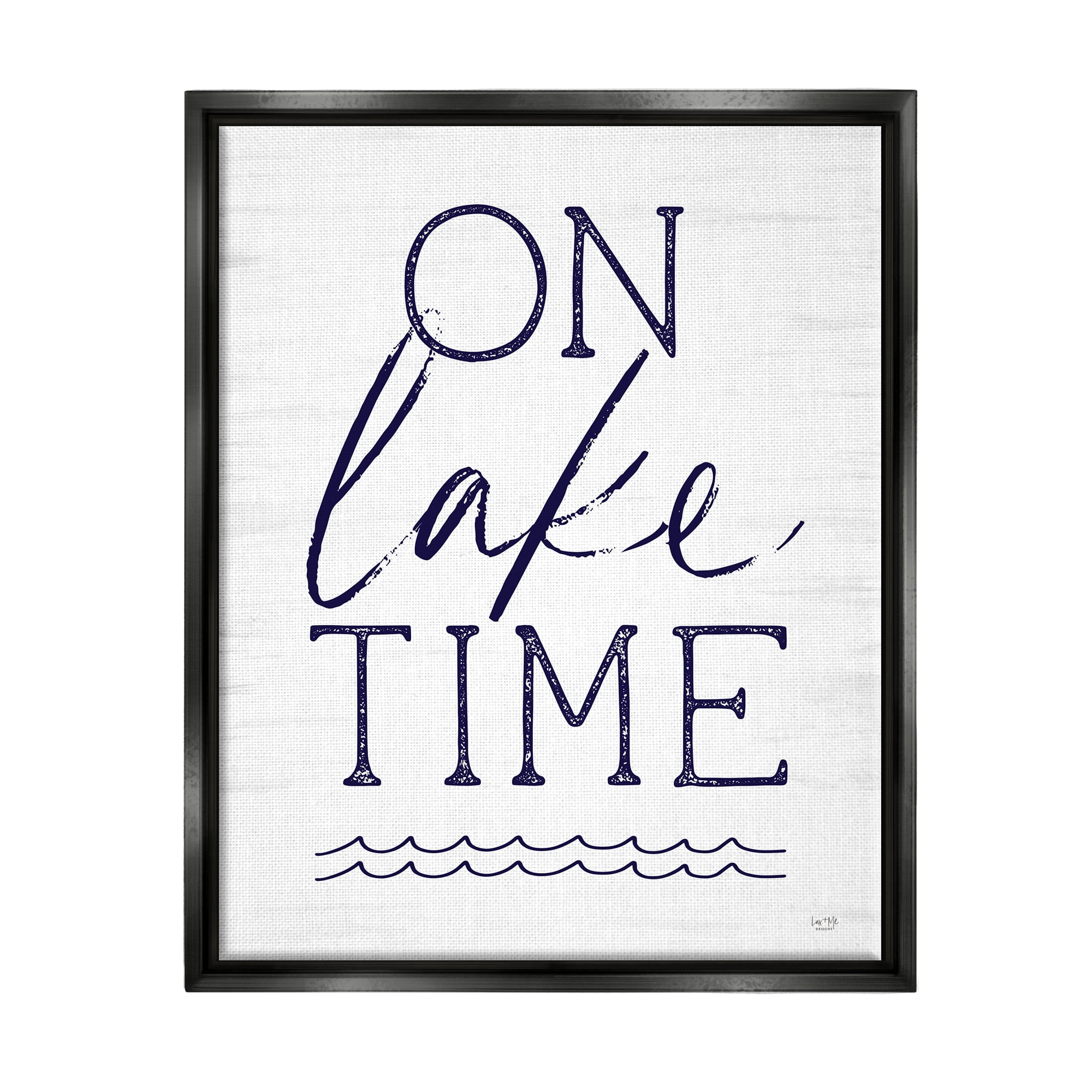 Stupell On Lake Time Water Waves Landscape Painting Black Floater Framed Art Print Wall Art