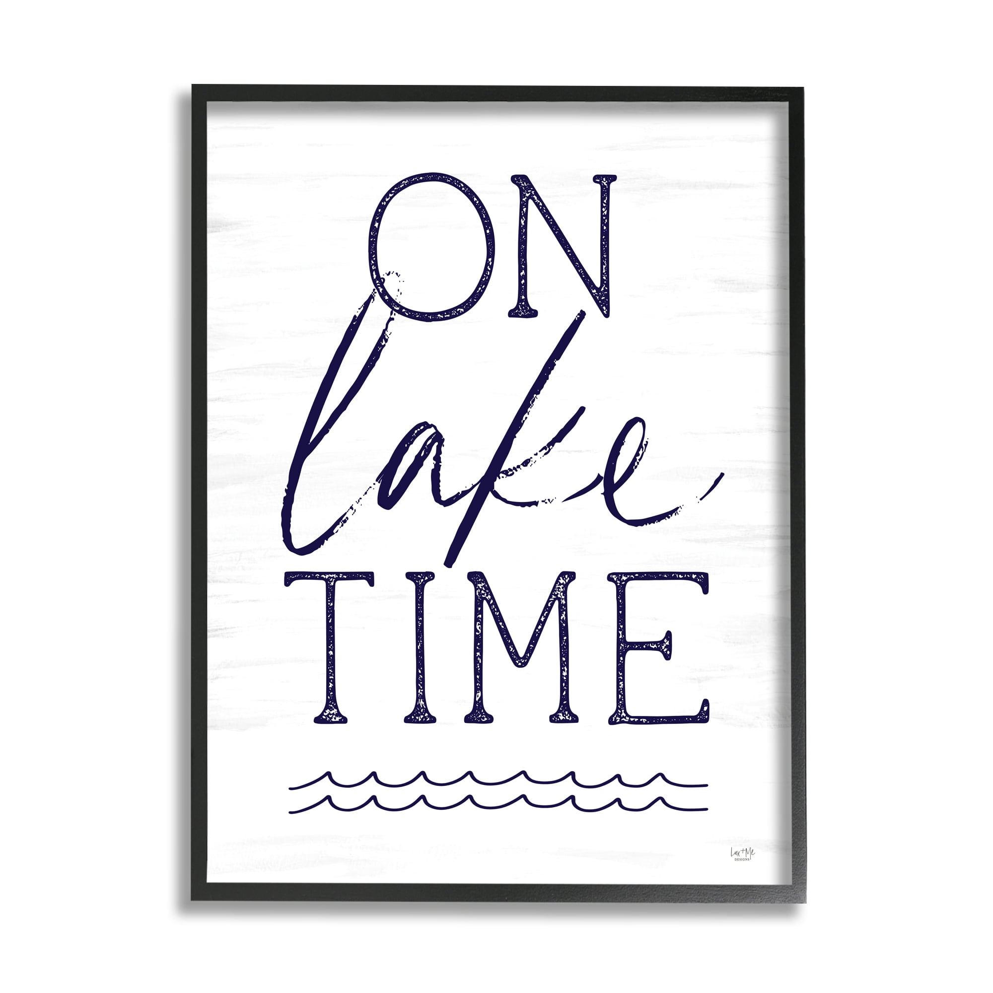 Stupell On Lake Time Water Waves Landscape Painting Black Framed Art Print Wall Art