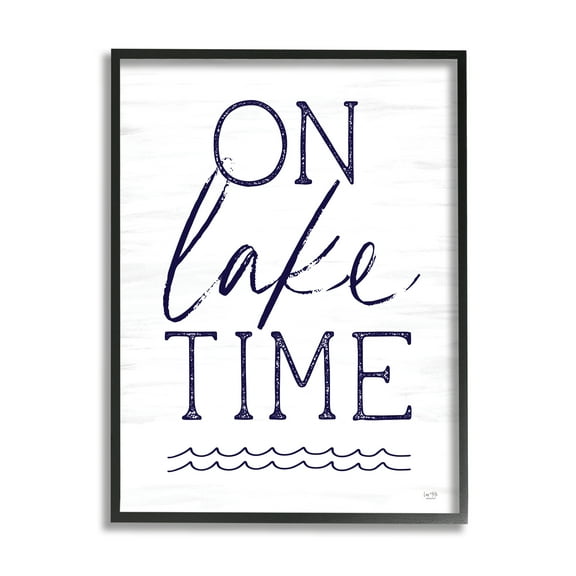 Stupell On Lake Time Water Waves Landscape Painting Black Framed Art Print Wall Art