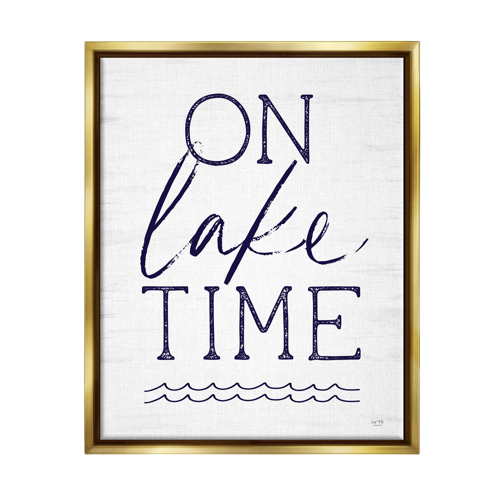 Stupell On Lake Time Water Waves Landscape Painting Gold Floater Framed Art Print Wall Art