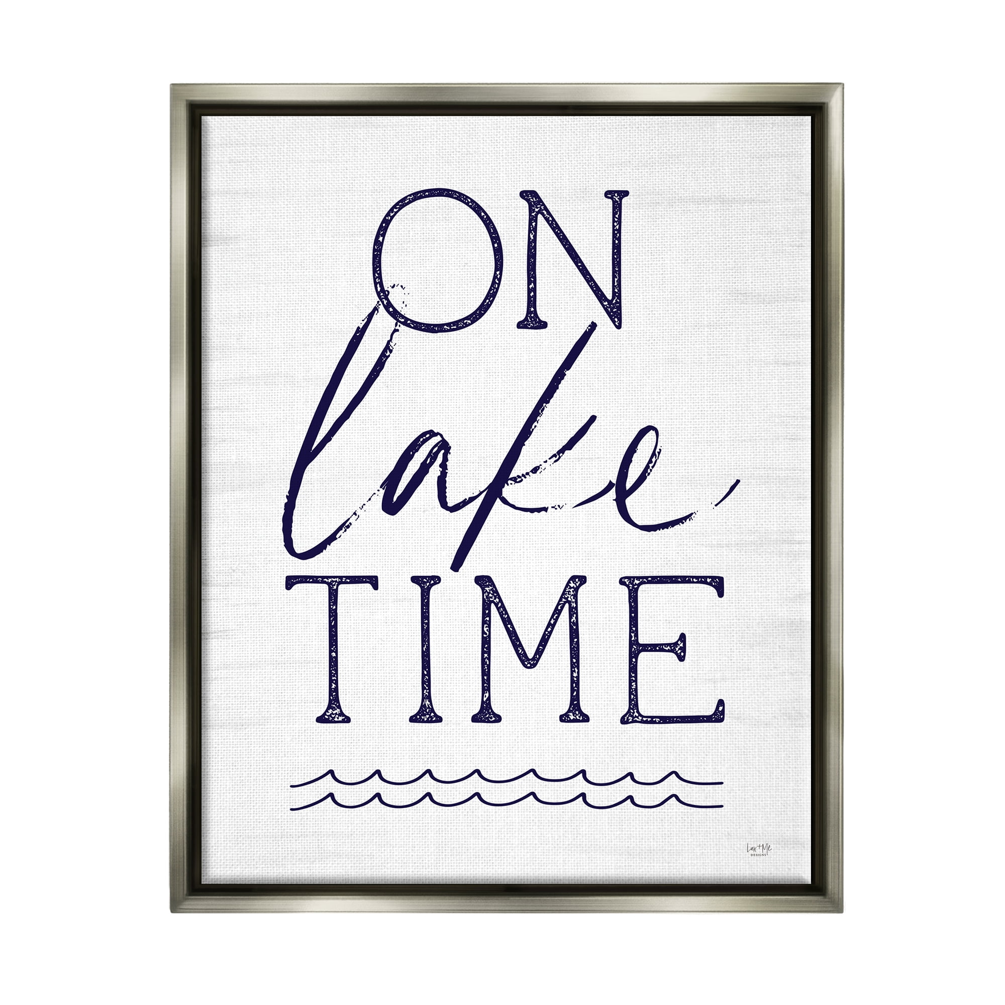 Stupell On Lake Time Water Waves Landscape Painting Gray Floater Framed Art Print Wall Art