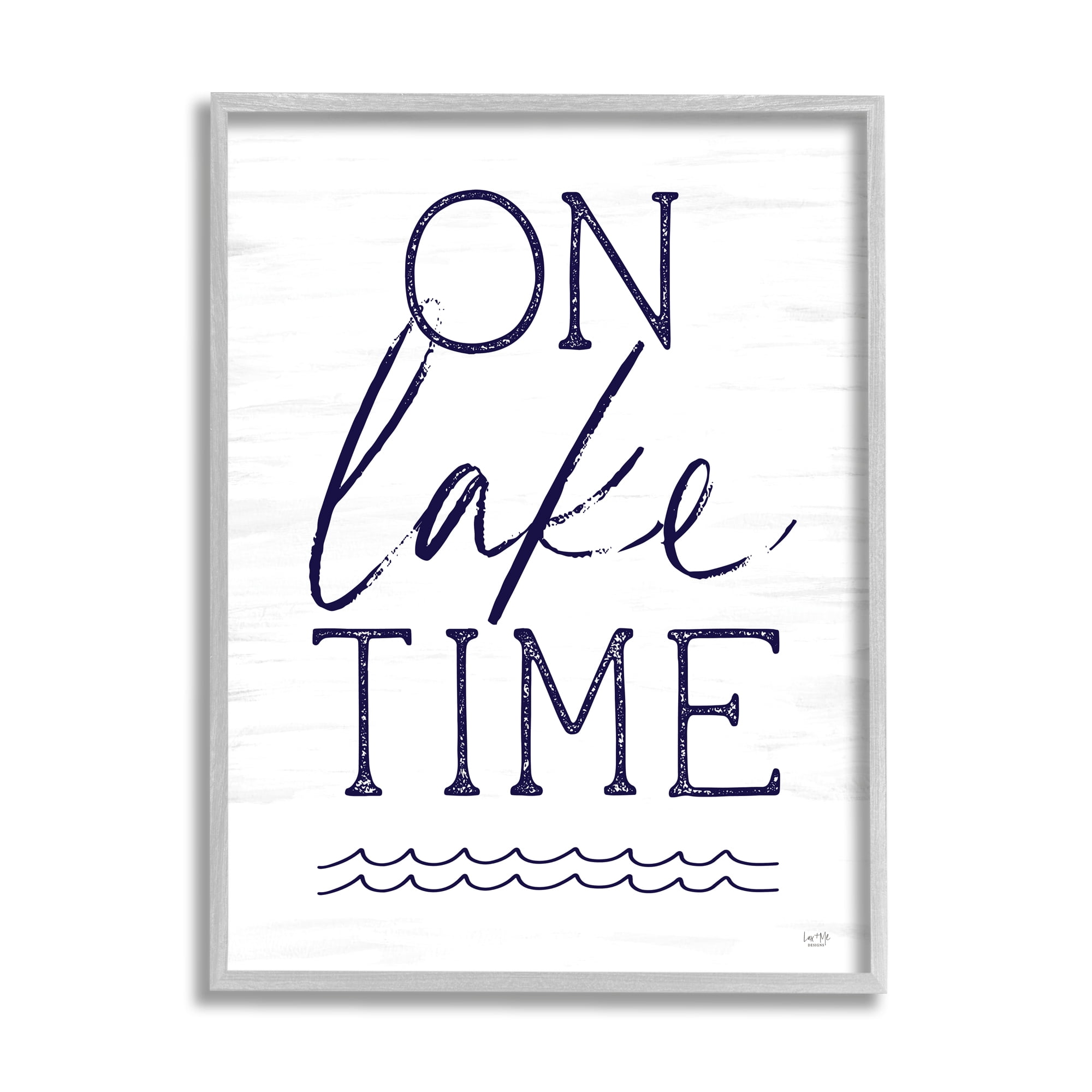 Stupell On Lake Time Water Waves Landscape Painting Gray Framed Art Print Wall Art
