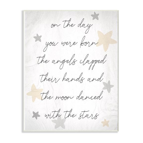 Stupell On The Day You Were Born Neutral Yellow Wall Plaque Art, 10 x 15, Proudly Made 10 x 15