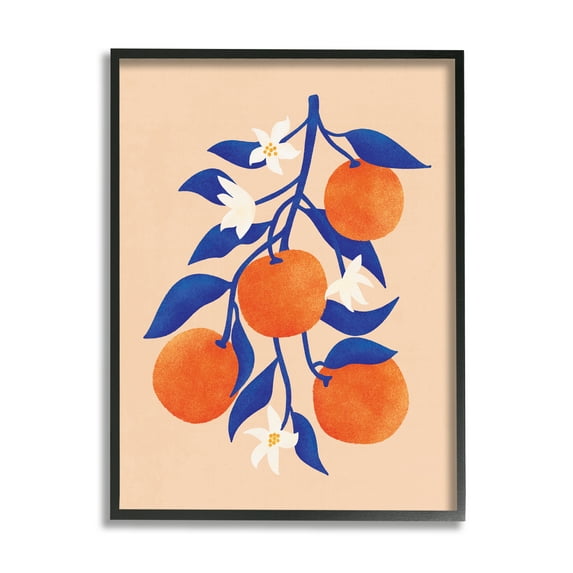 Stupell Orange Tree Citrus Blossoms Food & Beverage Painting Black Framed Art Print Wall Art