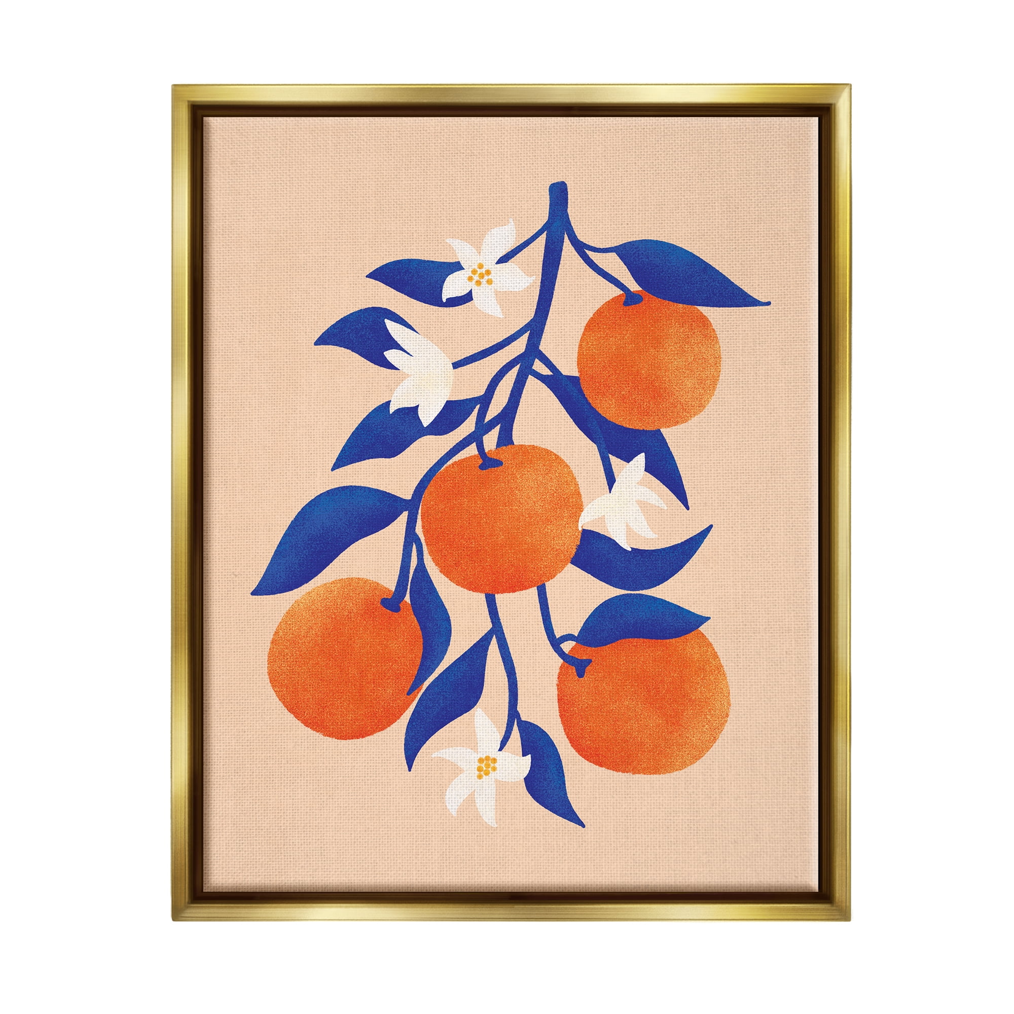 Stupell Orange Tree Citrus Blossoms Food & Beverage Painting Gold Floater Framed Art Print Wall Art