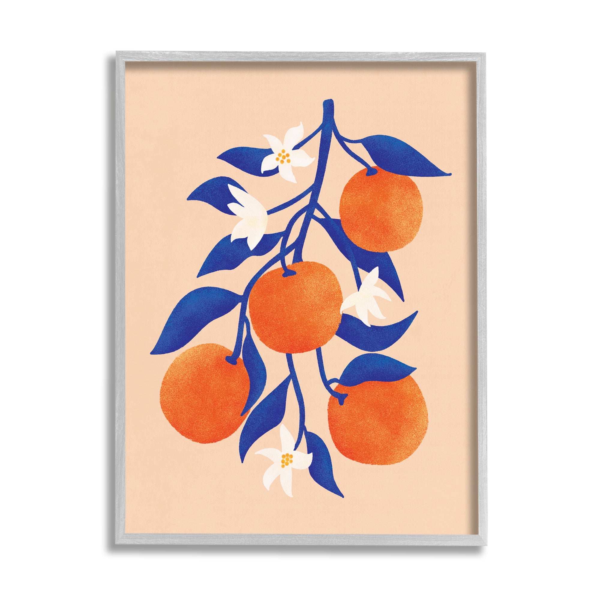Stupell Orange Tree Citrus Blossoms Food & Beverage Painting Gray Framed Art Print Wall Art