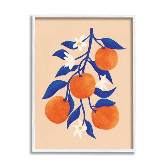 Stupell Orange Tree Citrus Blossoms Food & Beverage Painting White Framed Art Print Wall Art
