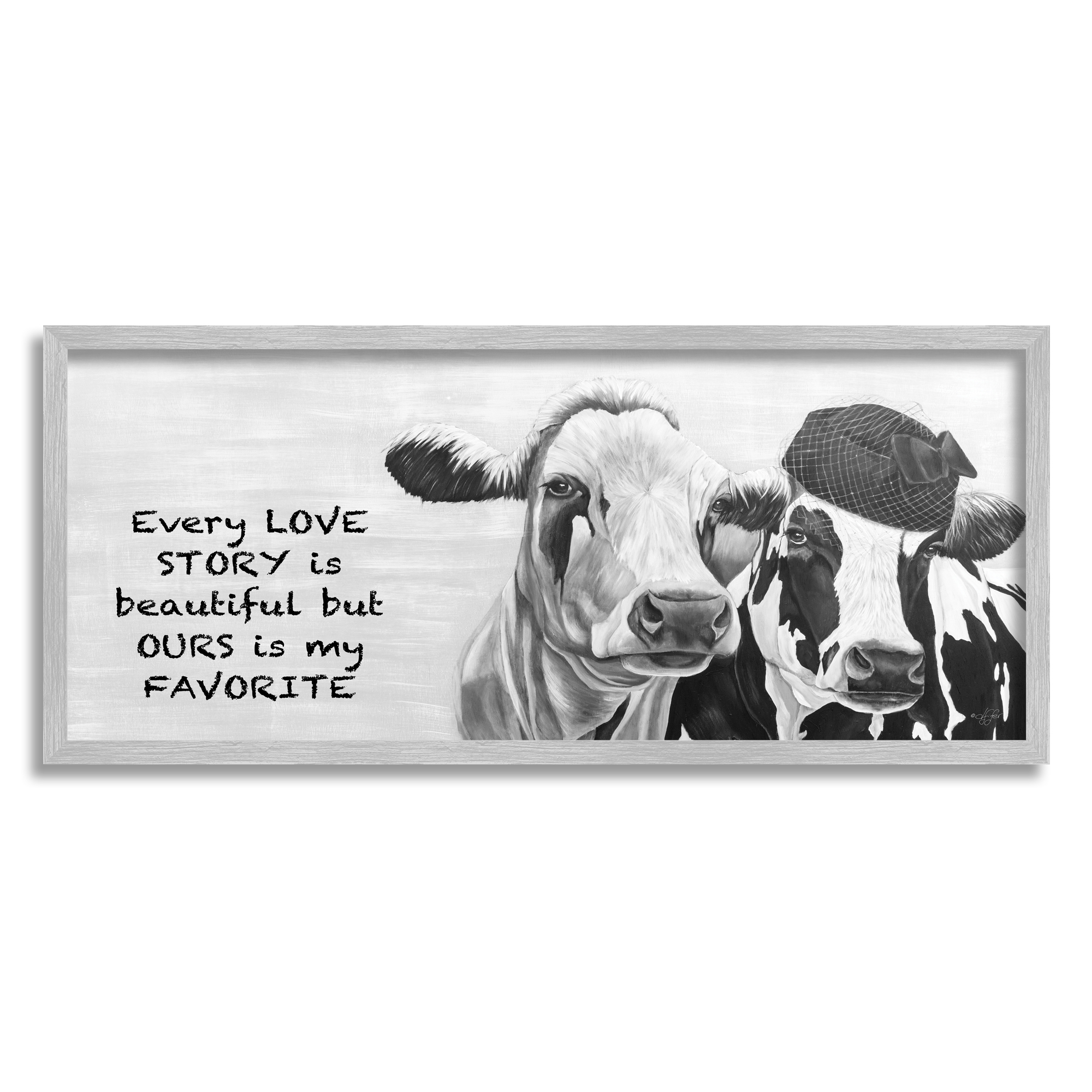Stupell Our Love Story Is My Favorite Cows Animals & Insects Painting Gray Framed Art Print Wall Art