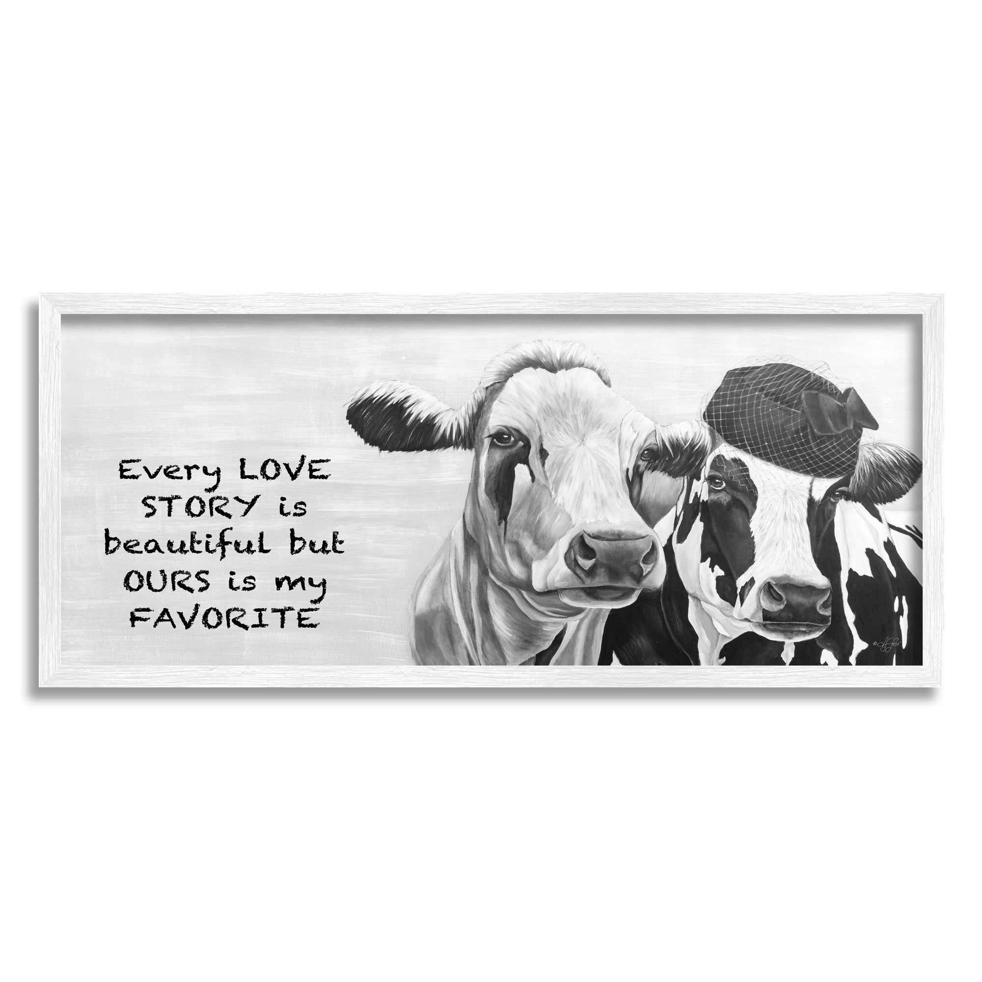 Stupell Our Love Story Is My Favorite Cows Animals & Insects Painting White Framed Art Print Wall Art