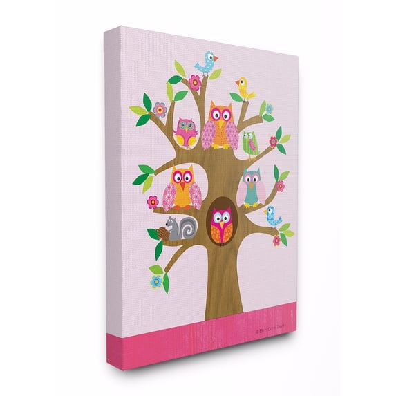 Stupell Owls, Birds, And Squirrel In A Tree Wall Art 16x20
