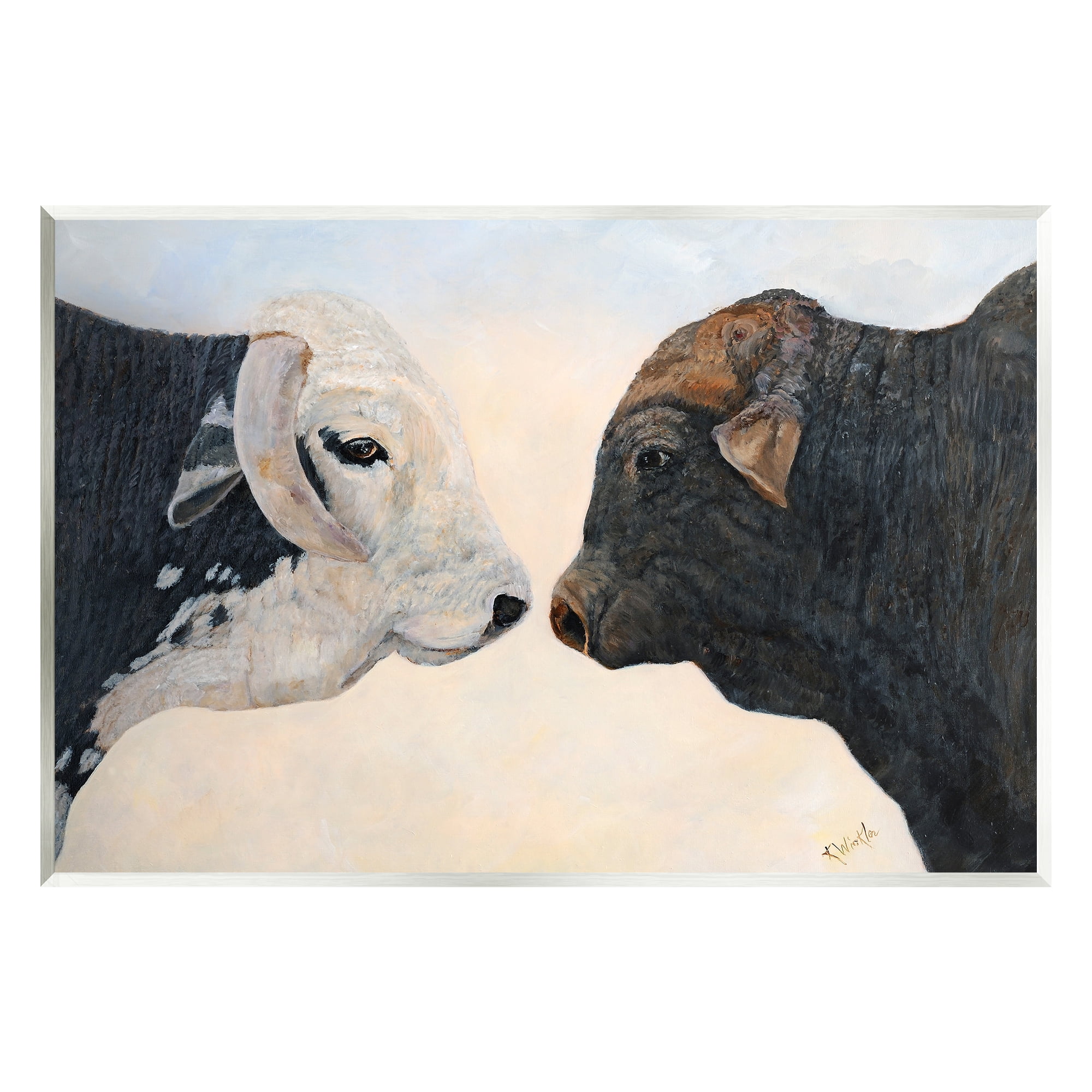 Stupell Oxen Cattle Duo Rural Wildlife Animals & Insects Painting Wall Plaque Unframed Art Print Wall Art