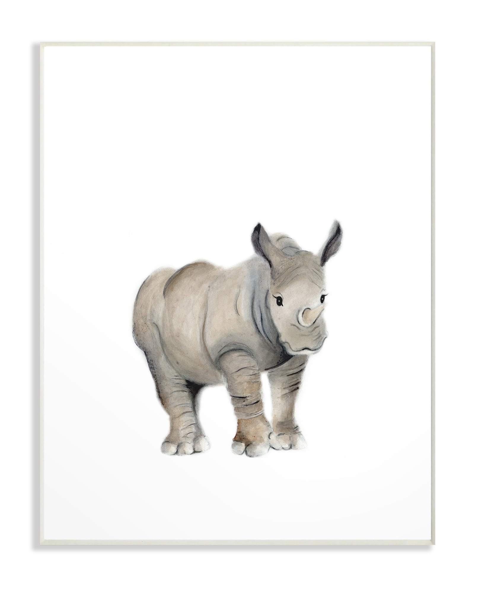 Stupell Painted Rhino Single Animal Wall Plaque Art, 10 x 0.5 x 15, A 10 x 15