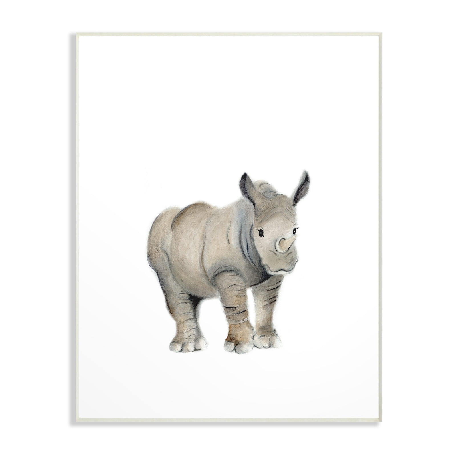 Stupell Painted Rhino Single Animal Wall Plaque Art, 10 x 0.5 x 15, A 13 x 19