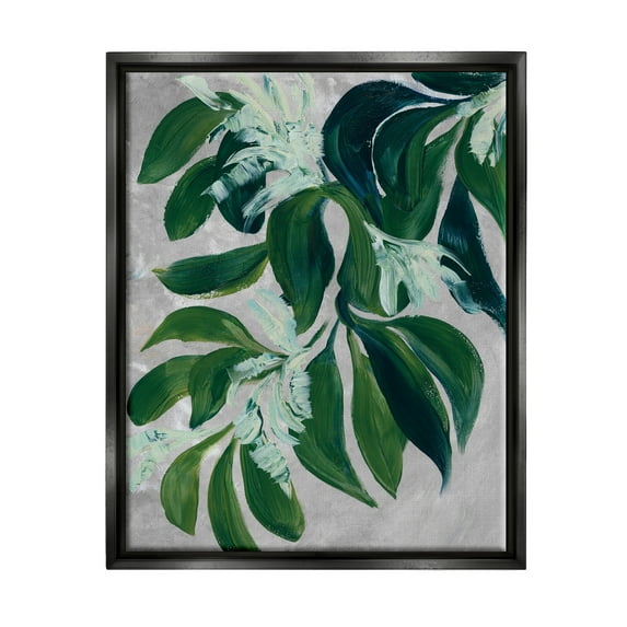 Stupell Painterly Green Plant Leaves Botanical & Floral Painting Black Floater Framed Art Print Wall Art